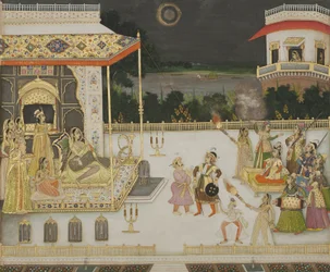 Königin Udham Bai wird unterhalten, 1742